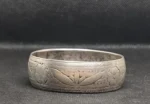 Antique Berber Silver Cuff Bangle Bracelet: Old Rose Flower Moroccan Ethnic Tribal Jewelry, 1940s Made - Image 2