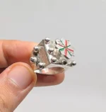 Moroccan Sahara Sterling Silver Ring: Tuareg Balls Tribal Ethnic African Berber Boho Style Jewelry - Image 2