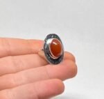 Tuareg Handmade Sterling Silver Carnelian Ring: Moroccan Berber Silver Ring Tribal Jewelry