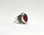 Tuareg Handmade Sterling Silver Carnelian Ring: Moroccan Silver Rings