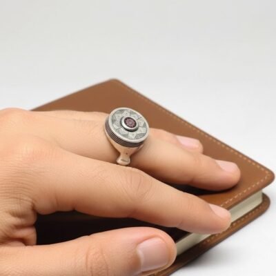 tuareg berber handmade chevron bead engraved silver ring