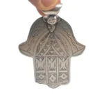 Antique Moroccan silver Hamsa pendant necklace