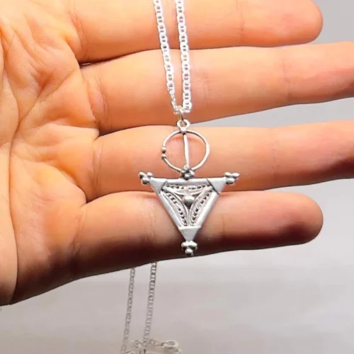 Berber Silver Necklace | Amazigh ⵣ Fibula Pendant