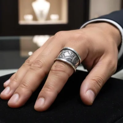 Amazigh silver ring handcrafted in Sahara