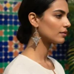 Berber Tazerzit fibula silver dangle earrings