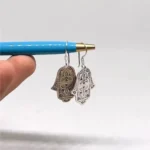 Silver Hamsa hand earrings handmade sterling silver-1
