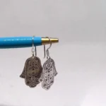 Handmade Amazigh Hamsa hand silver earrings