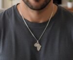 Silver Necklaces for Men - Unisex Africa map silver necklace 925