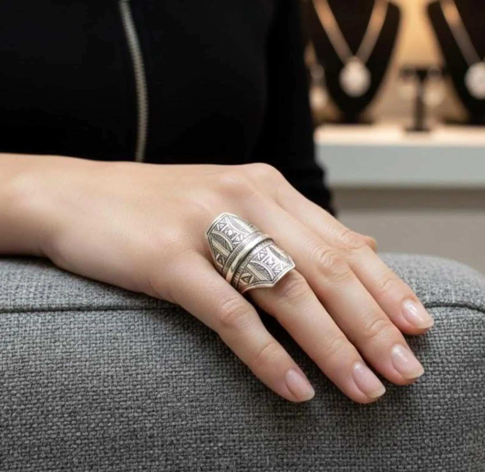 sterling-silver-ring-handmade-berber-tuareg-tribal-jewelry-1 Sterling Ring size 8 US Berber design