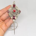 Handmade antique Berber silver fibula from Tiznit Morocco