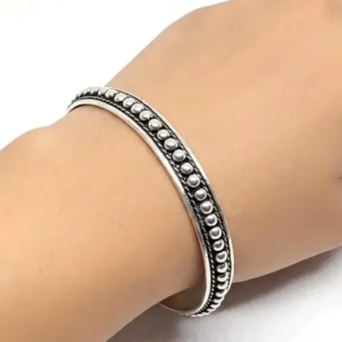 Moroccan 925 Sterling Silver Bead Ball Twisted Rope Cuff Bracelet – Vintage Handmade Fashion Boho Ethnic Gypsy Sterling Silver Cuff Women Men Mexican