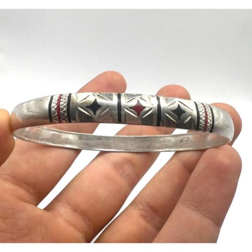 Vintage Moroccan Sahrawi Sahara Berber Sterling Silver Bangle, Tuareg African Tribal Cuff Bracelet Cuff