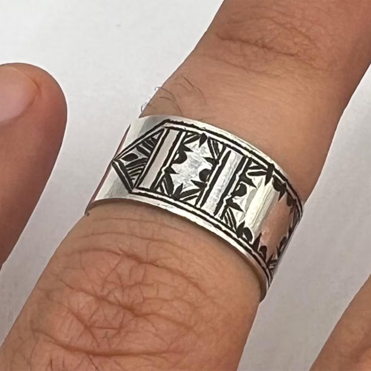 Handmade Moroccan Amazigh 925 Sterling Silver Tuareg Ring Berber Engraved Tribal Ethnic Jewelry-6 handmade_moroccan_amazigh_sterling_silver_ring