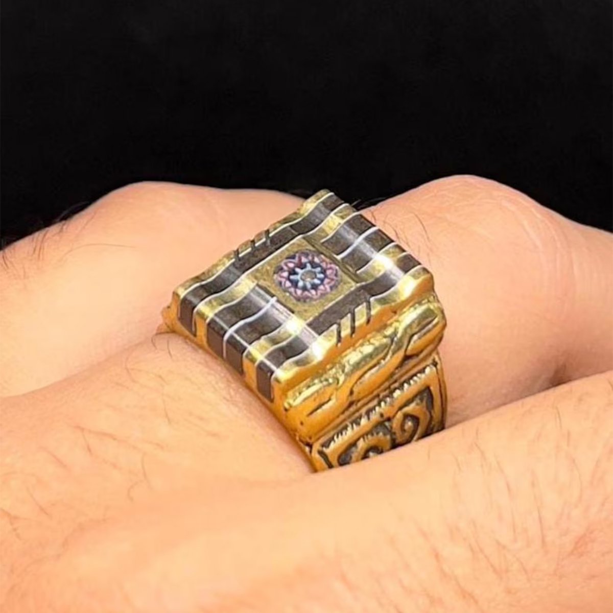Handmade Tuareg Berber Vintage Brass Ring Moroccan Tribal Engraved Boho Jewelry-8 sahara_desert_inspired_brass_ring