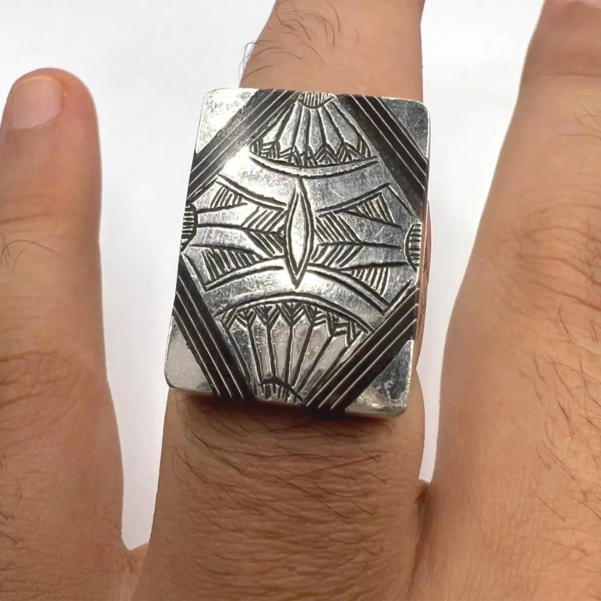Vintage Tuareg Ebony Wood Sterling Silver Yaz Ring – Handmade Berber Amazigh Moroccan Tribal Jewelry-1 vintage_tuareg_ebony_wood_sterling_silver_yaz_ring