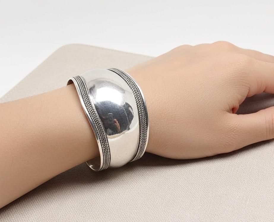 Moroccan Silver Braided Open Bangle Bracelet Moroccan Silver Braided Open Bangle Bracelet
